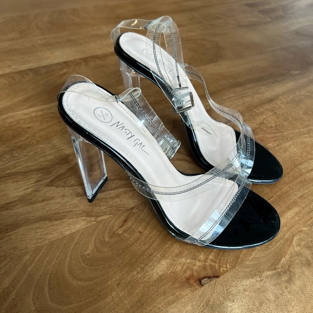 Nasty Gal Clear Contrast Stitch Heel